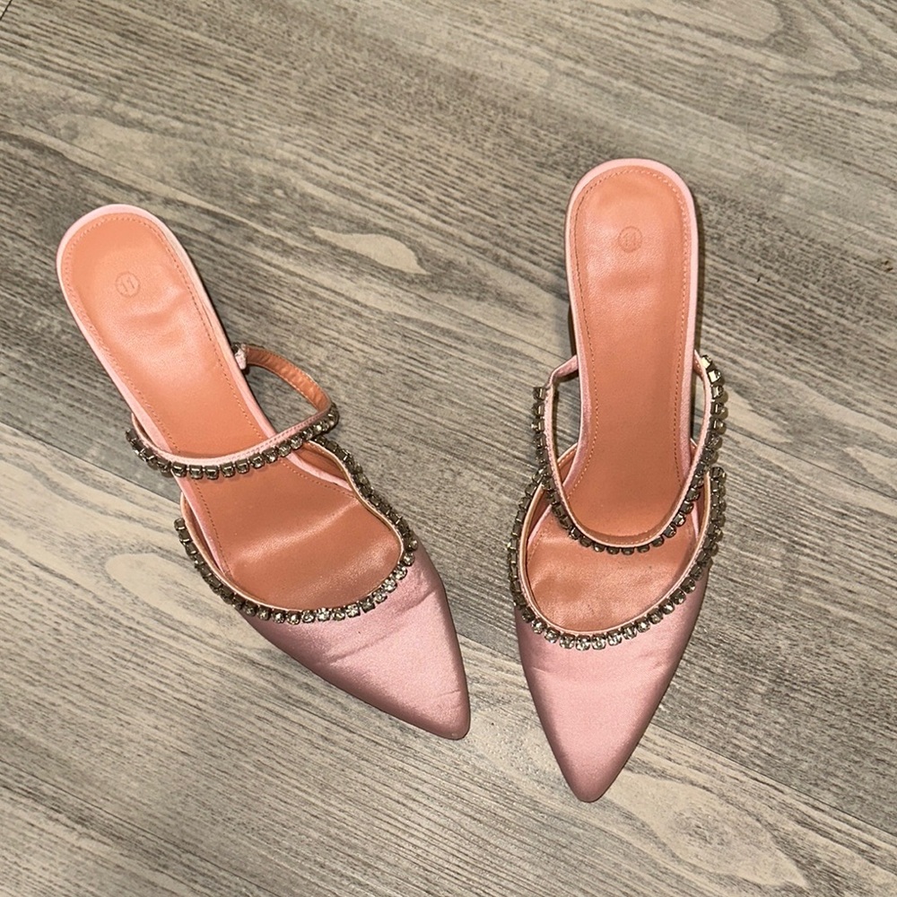 Elegant Pink Satin Women's Heels
